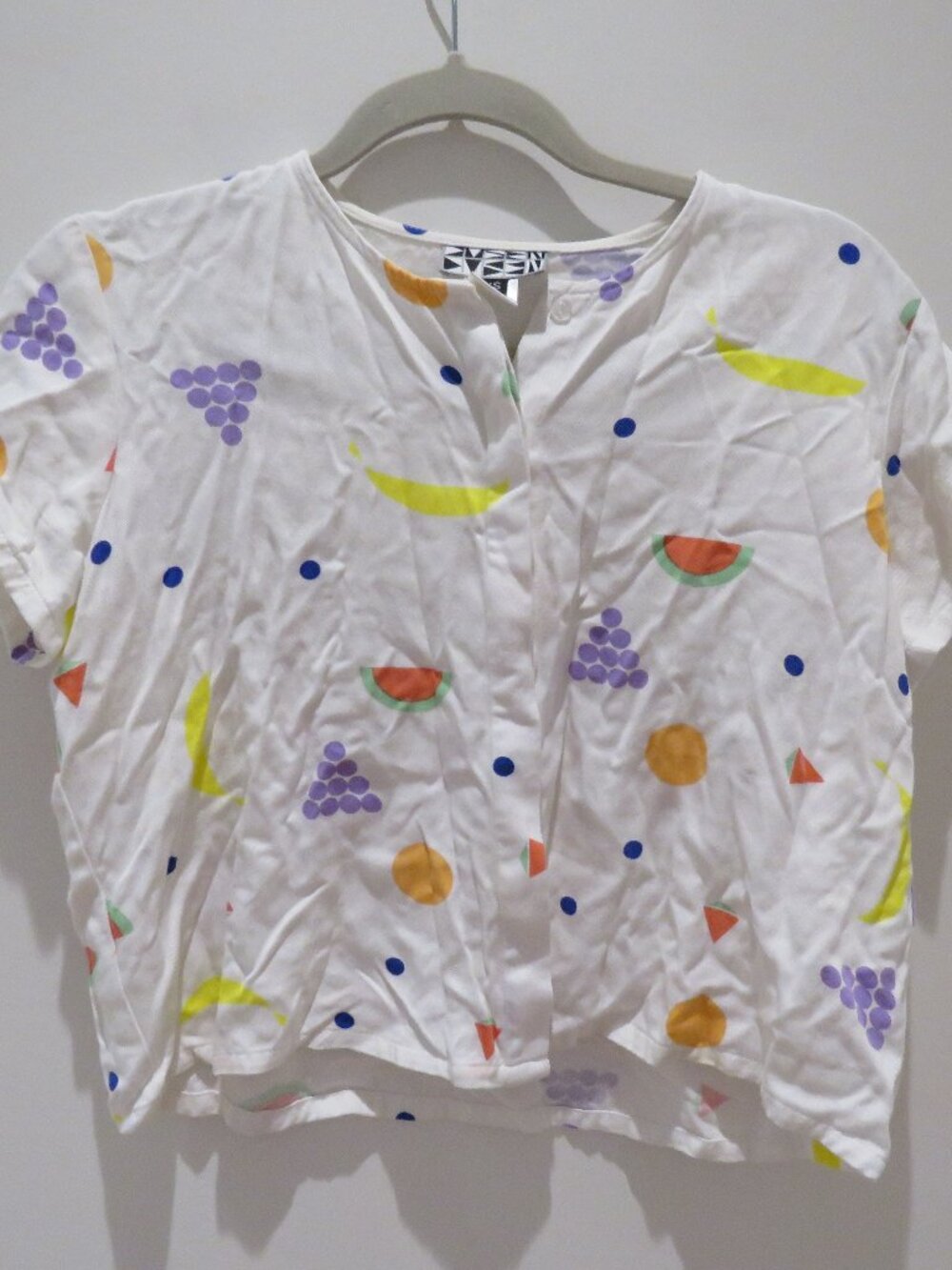 DUSEN DUSEN Fruit Stand Cropped Shirt Top XS Novelty Abstract Avant Garde - Picture 2 of 13